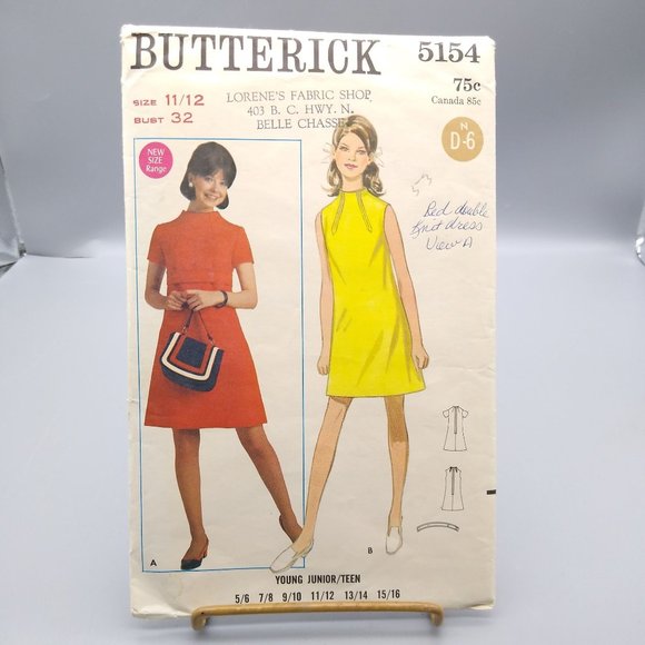 Vintage Sewing PATTERN Simplicity 5154, Young Junior Teen 1969 One Piece A Line - Picture 1 of 2